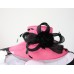 Nigel Rayment Derby Hat | flower  feather  sinamay  brim  pink  black  races  eb-02317975
